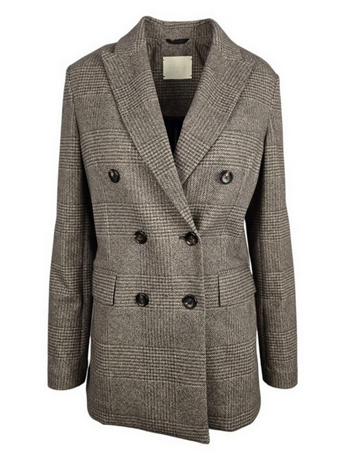 giacca donna doppiopetto galles  tortora e sabbia Circolo 1901 | FD3679CIOCCOLATO-L